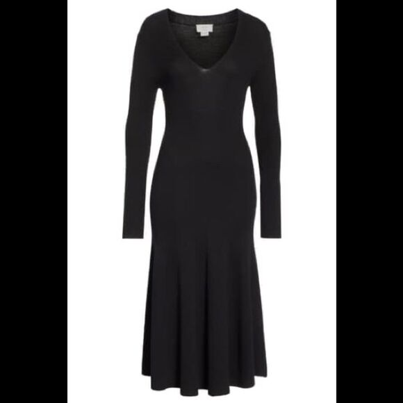 Jason Wu Grey long sleeve black wool midi dress - Picture 5 of 13